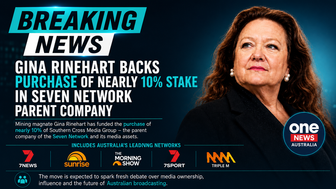 🚨BREAKING: Media billionaire Gina Rinehart is reportedly backing a major move into Australian media, with talks involving Southern Cross Media assets including Triple M radio, 7NEWS regional broadcasts, Sunrise, The Morning Show, and 7SPORT coverage.